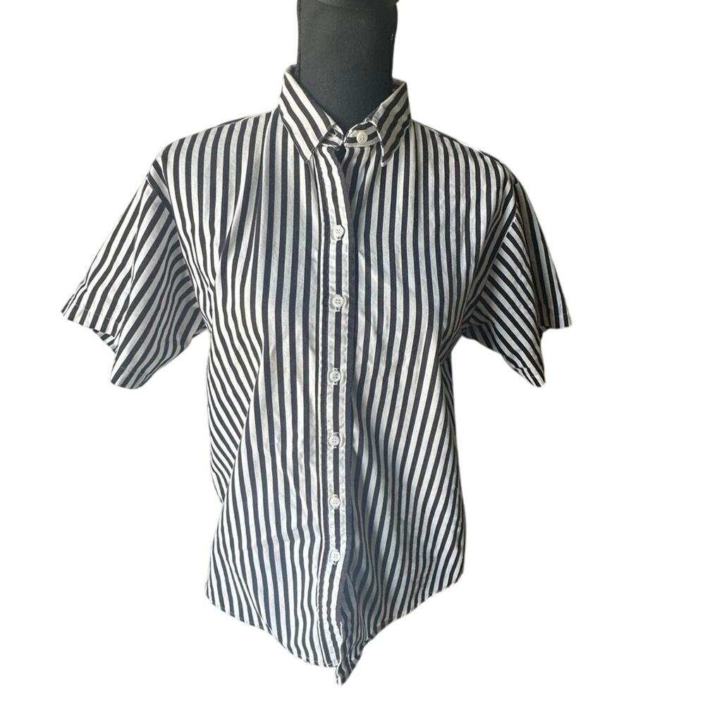 Vintage Panhandle Slim Western Black White Striped Shirt – Size Small